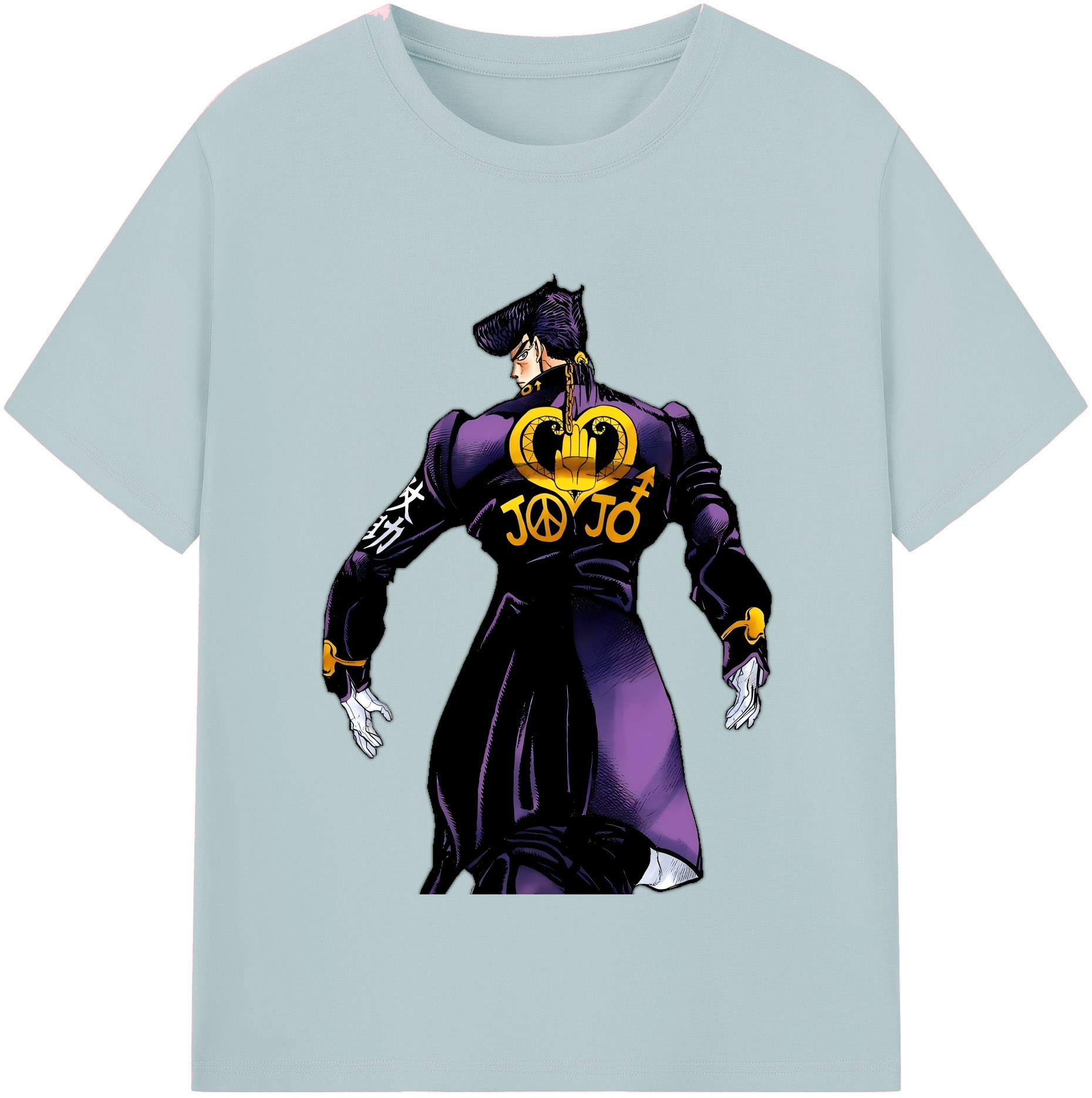 （画像用） ジョジョの奇妙な冒険 ひがしかた じょうすけ JoJo's Bizarre Adventure Higashikata Josuke 綿100％半袖Tシャツ（フロントプリント）